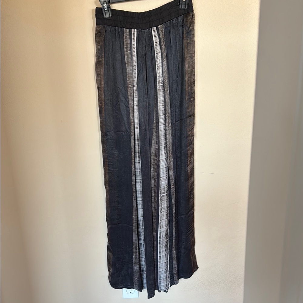 Anthropologie Black and Gray Striped Women's wide leg pants